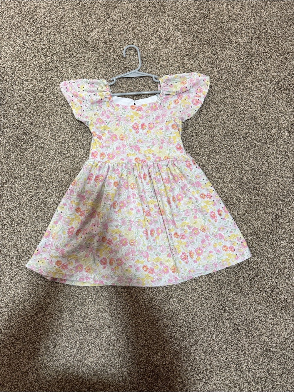 Nannette Pink and Yellow Floral Puff-Sleeve Dress